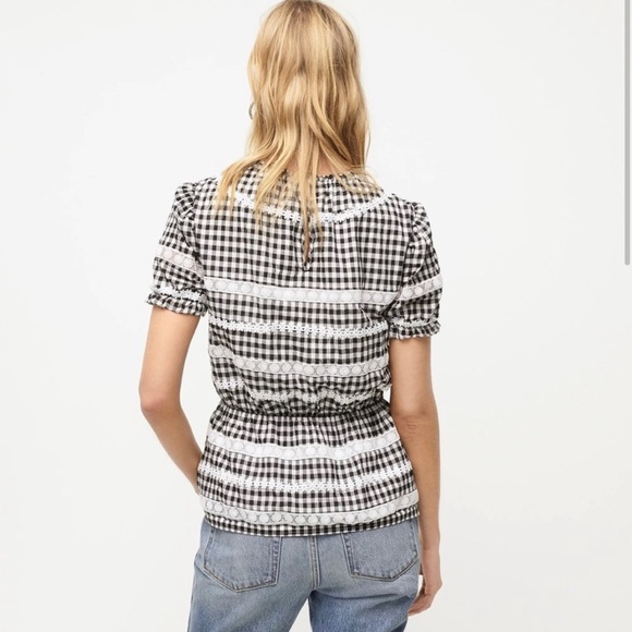 J. Crew Black Label Gingham & Daisy Appliqué Top - Picture 8 of 10
